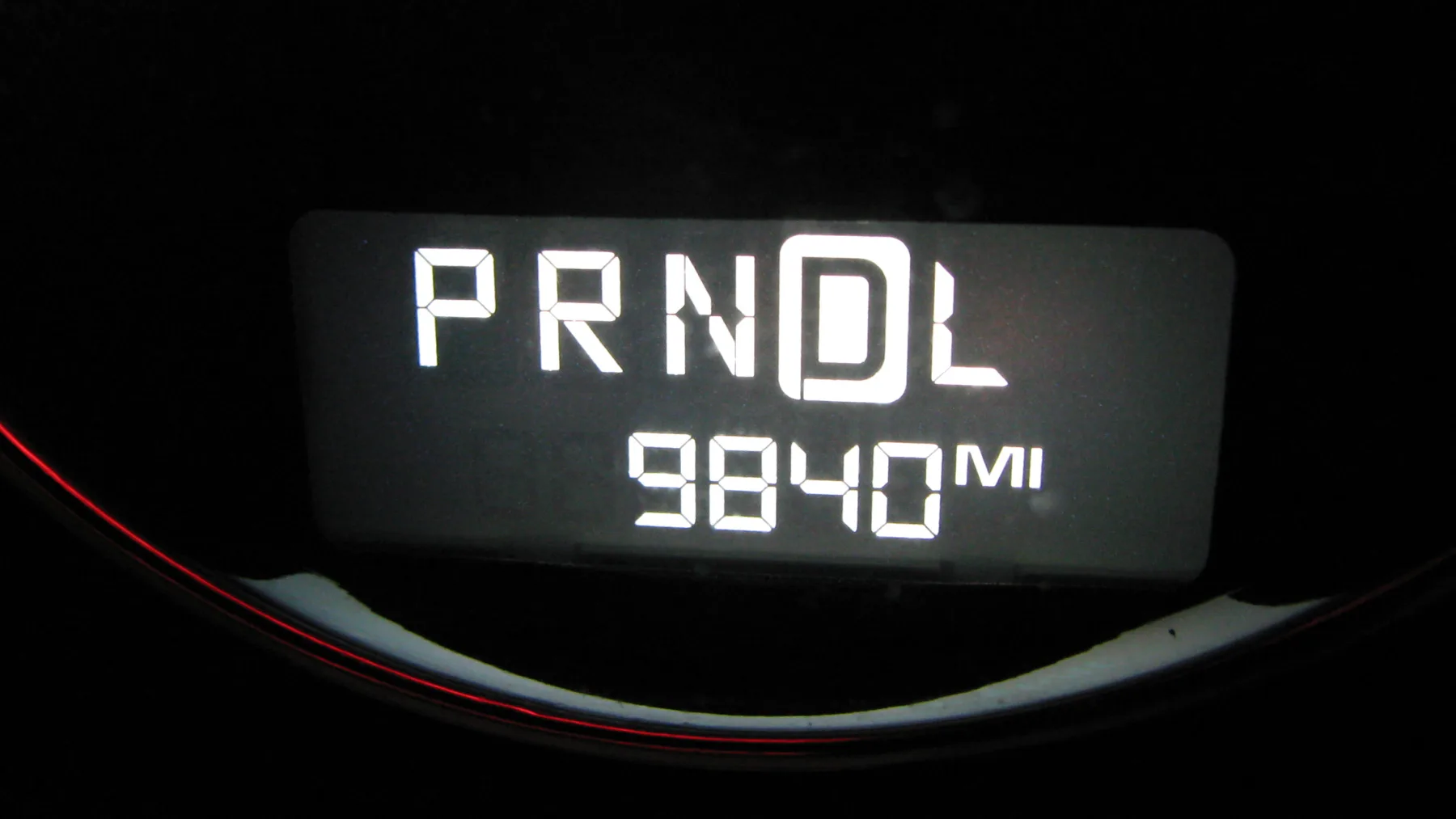Chevrolet Malibu digital odometer displaying 9840 miles